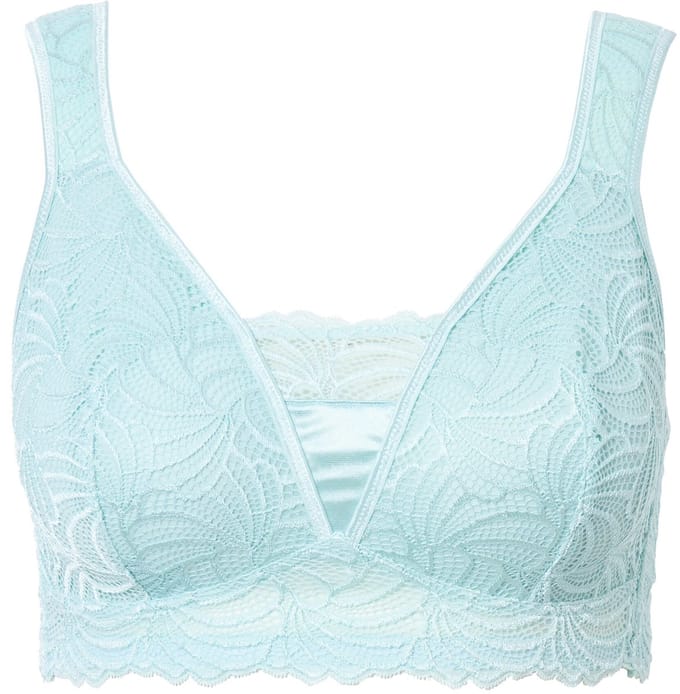 Ulla Popken - Dames - Bralette kant zonder beugel - Licht mintgroen - Maat 95D