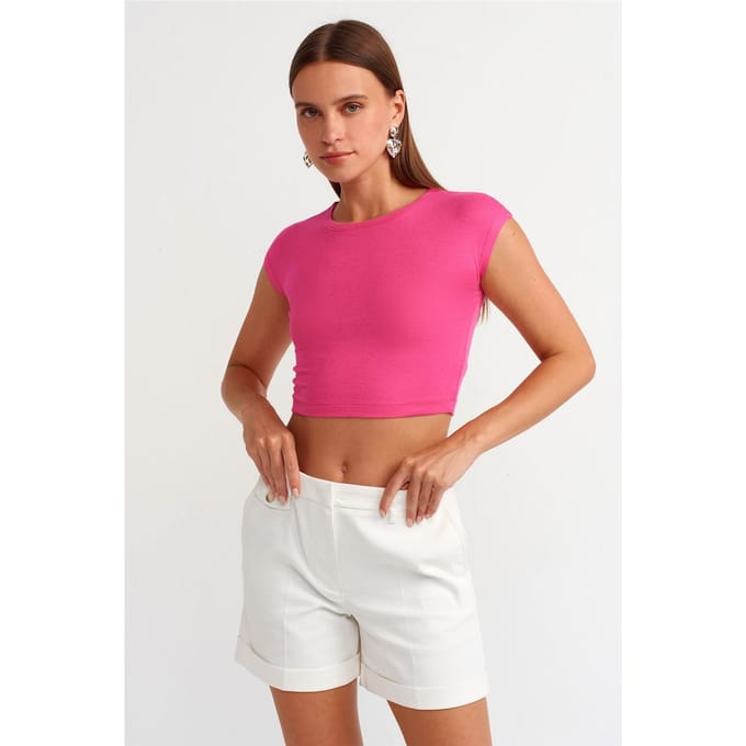 Slim Fit Crop Jersey Blouse