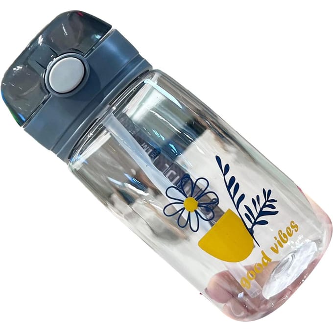 Drinkfles 520ml Grote Capaciteit Hittebestendig Plastic met Rietje Waterfles voor School gray