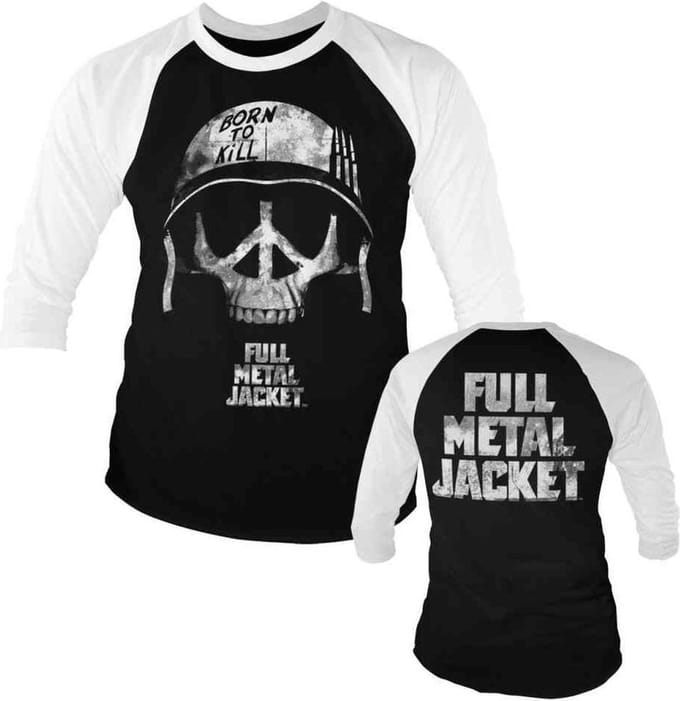 Full Metal Jacket Raglan top -S- Skull Zwart/Wit