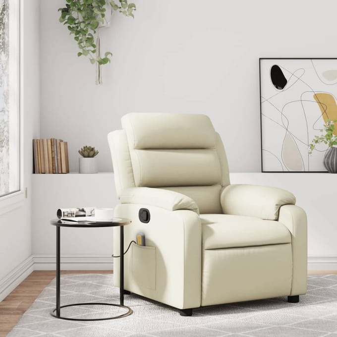 vidaXL - Massagestoel - van - kunstleer - in - crèmekleur