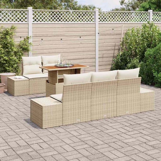 vidaXL - Tuinbank - Set - 6 - st - Beige - en - Crème