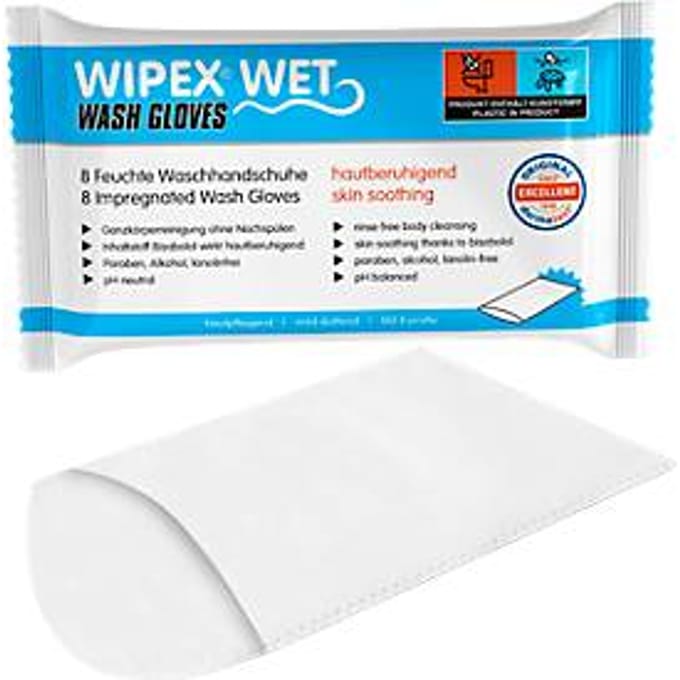WIPEX WET washandjes, 1-laags, geïmpregneerd, pH-neutraal, polyester/viscose, wit, 24 x 8 stuks
