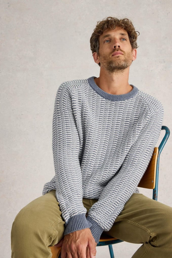 White Stuff Textured Crew Neck Jumper Blue Multi Taglia: S | Maglioni a maglia Outlet | Uomo | Blu