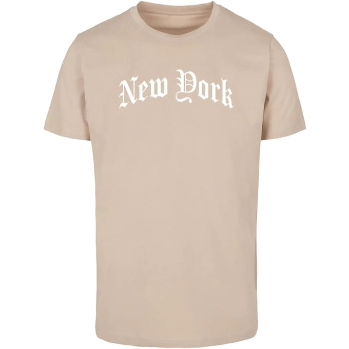 Mister Tee - New York Wording Heren Tshirt - M - Creme