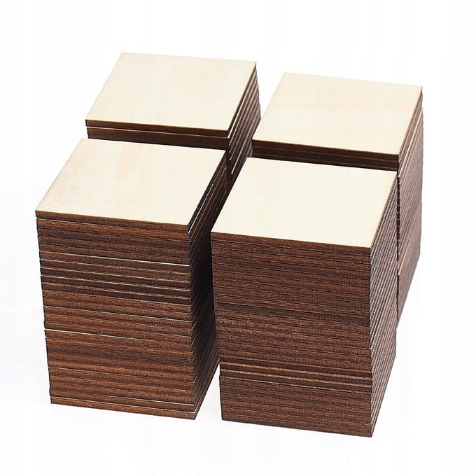 Techrebal - Hout Decorelementen - Kwadraten 5x5cm - Sklejka - 100 stuks