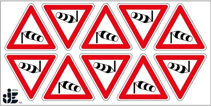 Zijwind sticker - J31 | 5 cm - 10 stuks per vel