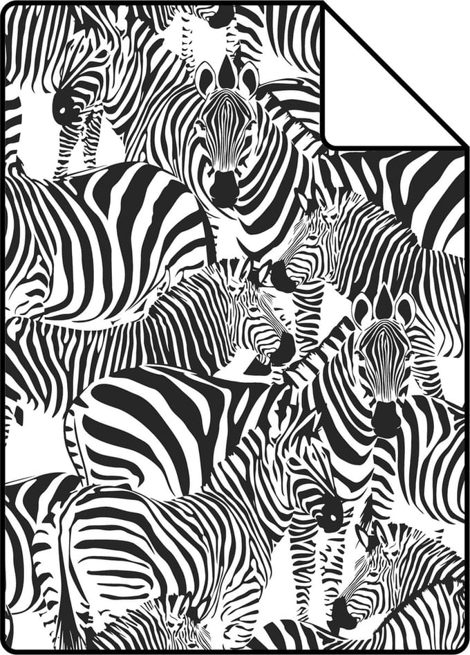 Proefstaal ESTAhome behang zebra's zwart wit - 26.5 x 21 cm - 139155-S