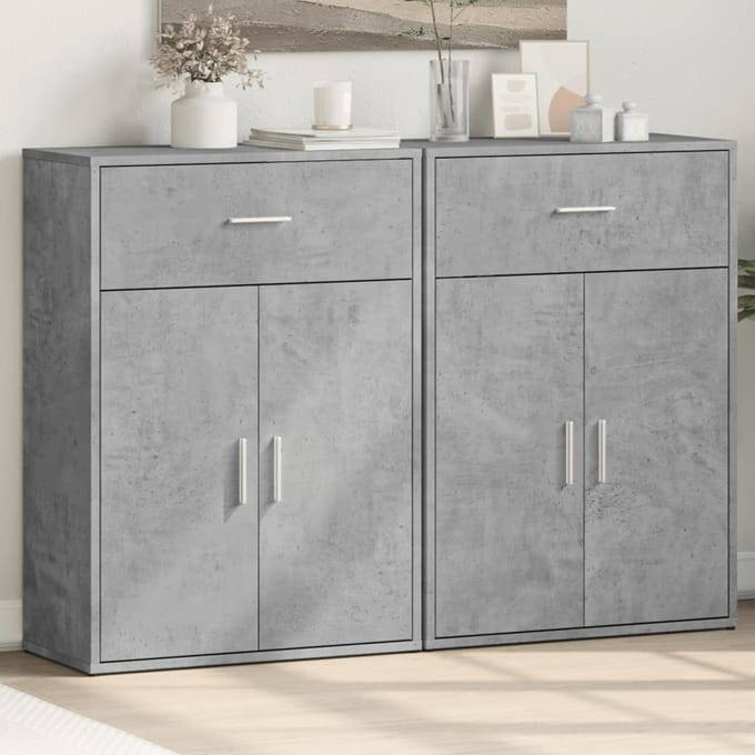vidaXL - Dressoirs - 2 - st - 60x30x84 - cm - bewerkt - hout - betongrijs