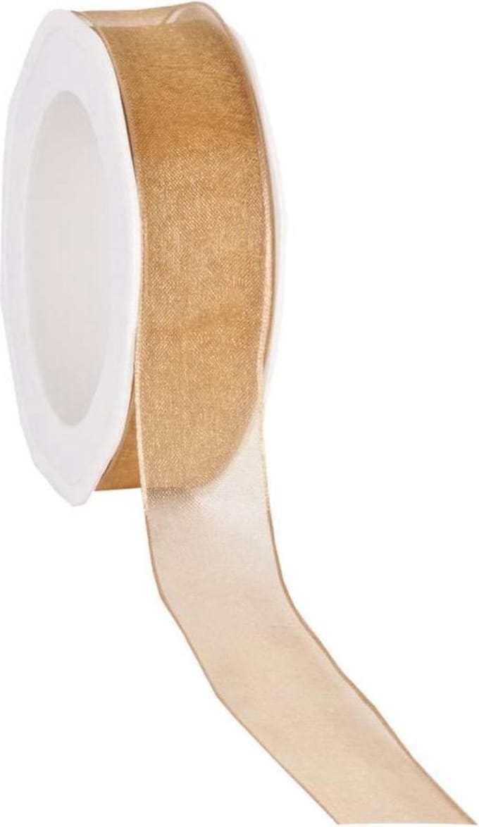 Wired Organzalint Goud – 25 mm × 20 m – Organza