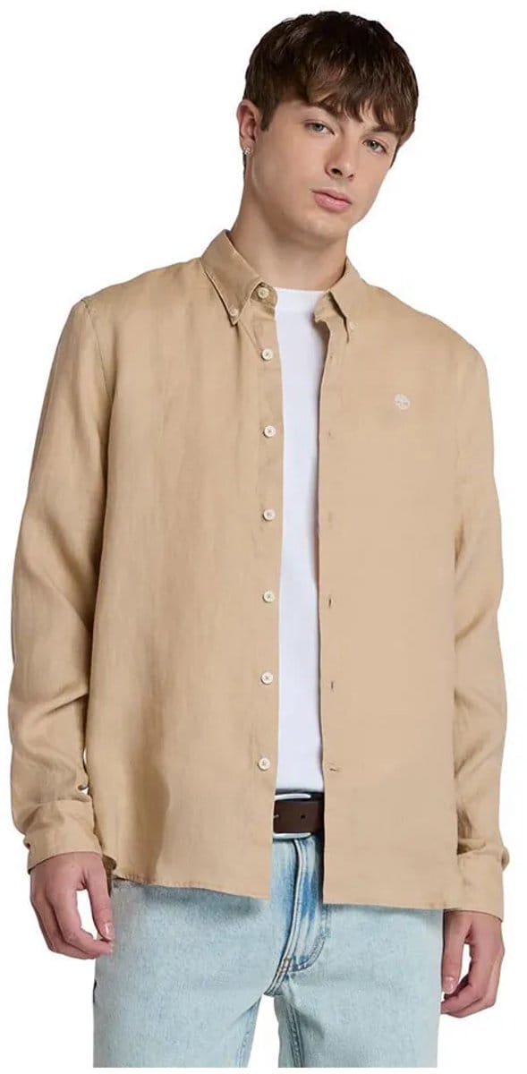 Timberland Mill Brook Linen Overhemd Met Lange Mouwen Beige 3XL Man