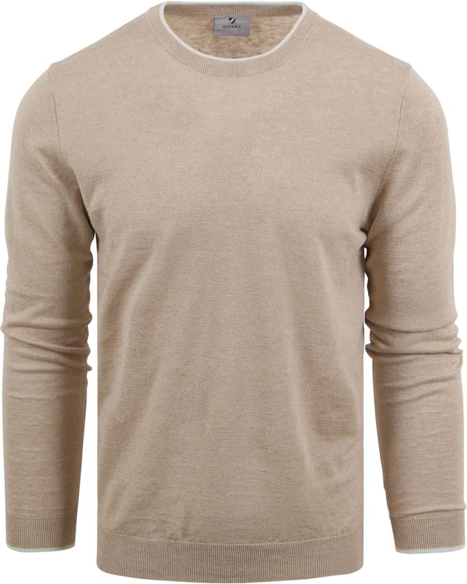 Suitable Trui O-Hals Johan Beige - Maat XL - Heren - Sweater