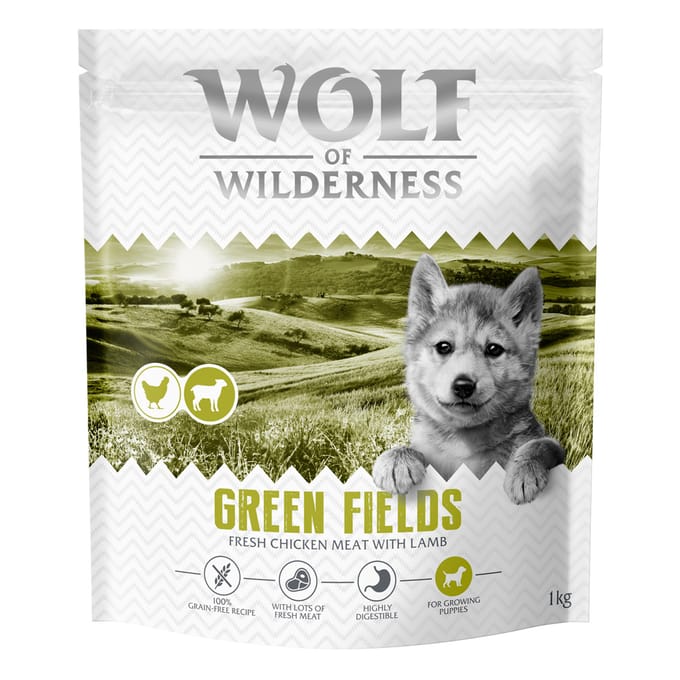 Wolf of Wilderness Junior "Green Fields" Lam - graanvrij - 1 kg: nieuw Receptuur