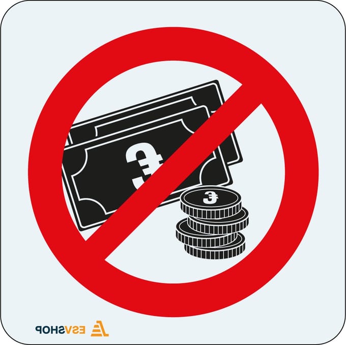 Raamsticker niet met contant geld betalen 100 x 100 mm