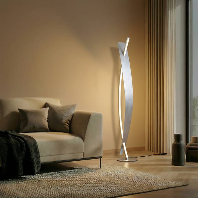 Lucande LED vloerlamp Marija, zilver, dimbaar, 140 cm