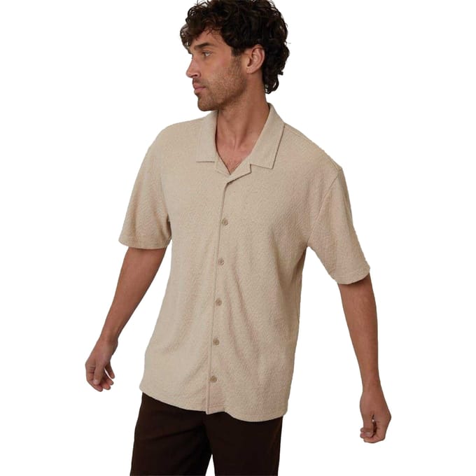 Threadbare Herenoverhemd van Selkirk met relaxte pasvorm (Steen)