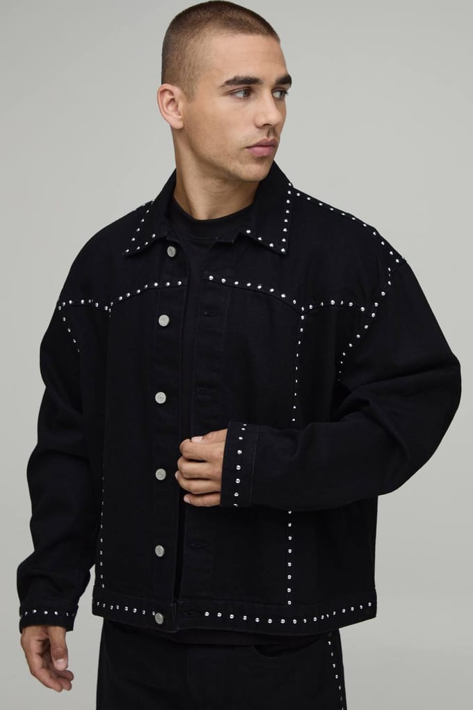 Geborduurd Western Boxy Denim Co-ord Jack | True Black | Size Medium