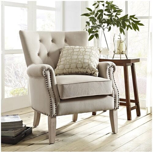 Dorel Home Dorel   Gestoffeerde loungestoel in stof beige