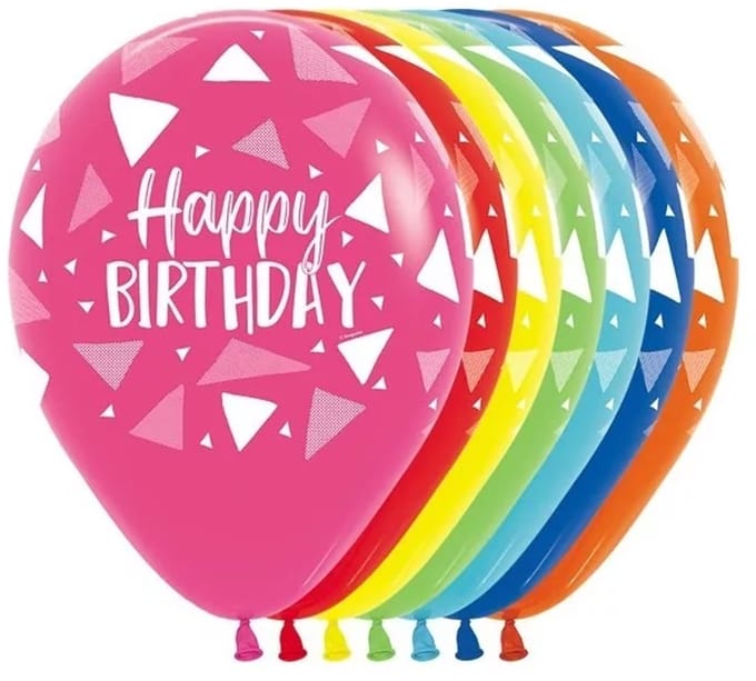 Happy birthday ballonnen - latex - multicoler- triangles