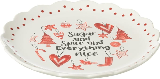 J-Line schaal Rond - keramiek - rood - giftbox