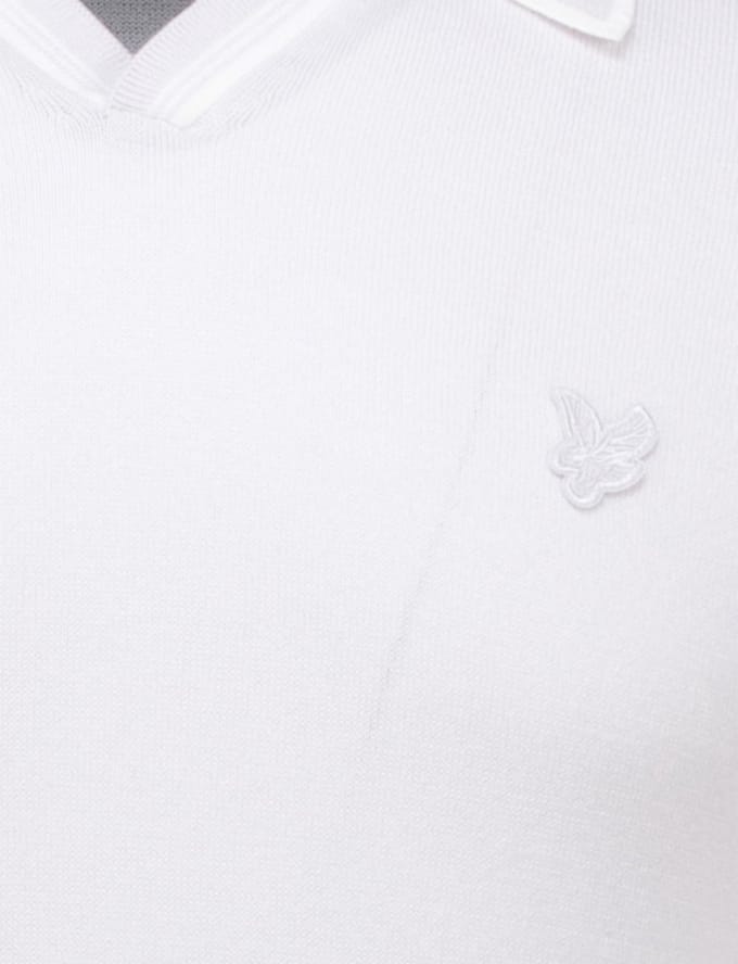 Lyle & Scott gebreide polo met open kraag en punt - Blauwe hint