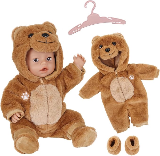 Pluche Beer Onesie Kleding voor Poppen 30-45cm