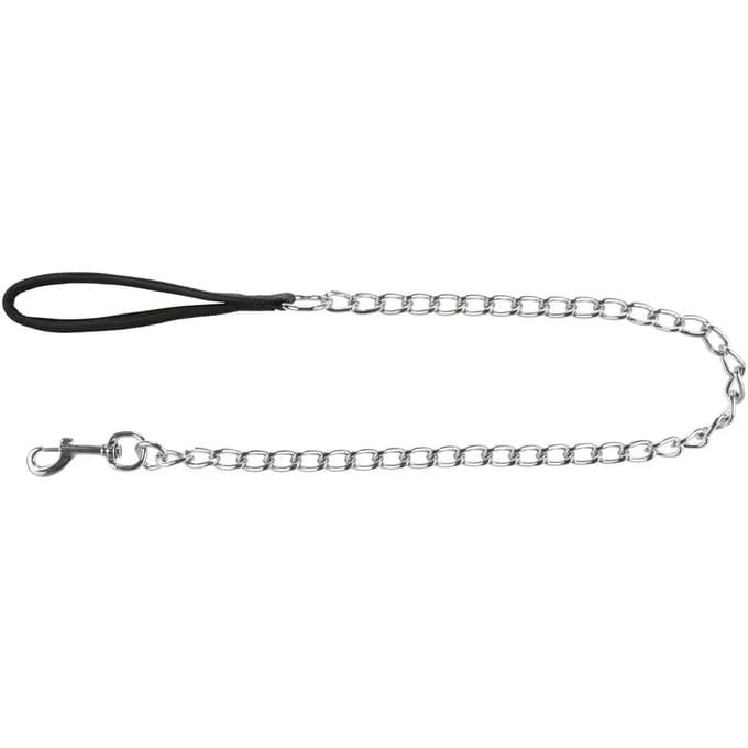 Trixie Chain leash with nylon hand loop L-XL: 1.00 m/4.0 mm Zwart
