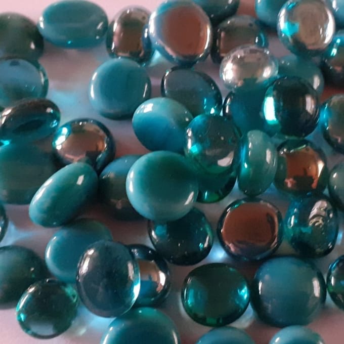 Mini Glas Nuggets Mozaiek steentjes 250 gram Aqua mix