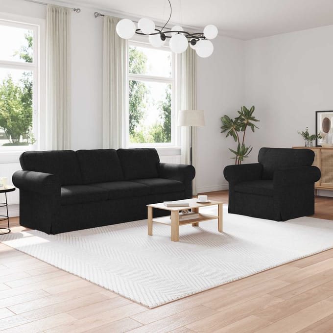 vidaXL Bankstel 2 pcs Zwart 215 x 82 x 80 cm Stof