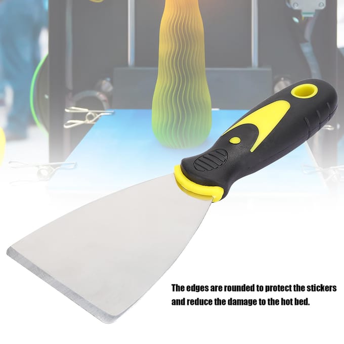 3D Printer Spatel Verwijdergereedschap Rubberen Handvat Roestvrij Staal 3D Printer Verwarmd Bed Schop beige