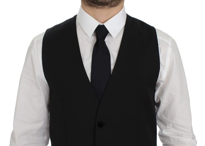 Zwart Wol Vest met Fluwelen Accenten
