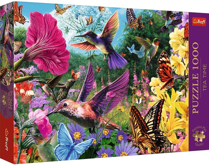 Trefl legpuzzel Tea Time Hummingbird Garden 1000 stukjes premium.