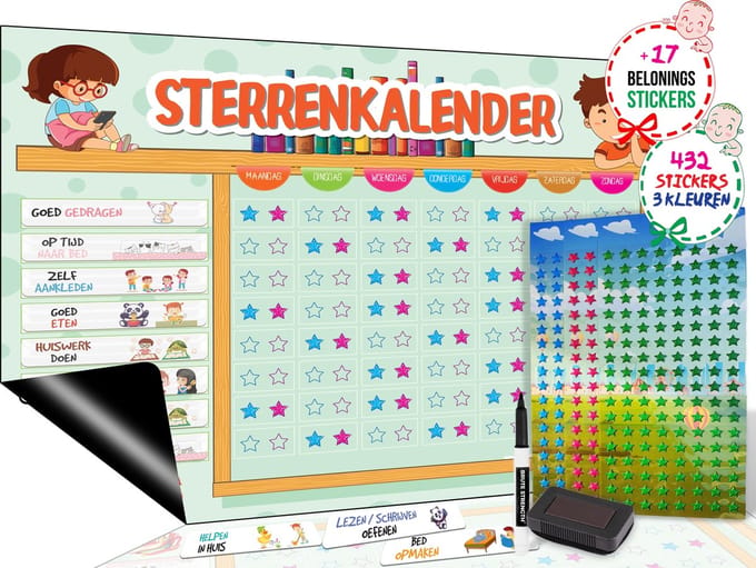 Brute Strength - Magnetisch Beloningssysteem (35) - A3 - Beloningskalender - Planborden - Weekplanner kind - Zindelijkheidstraining - Dagplanner