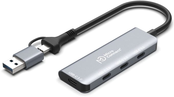 Microconnect UC0070-5G-USB-C-4IN1-C interface hub USB 3.2 Gen 1 (3.1 Gen 1) Type-C 5000 Mbit/s Zilver