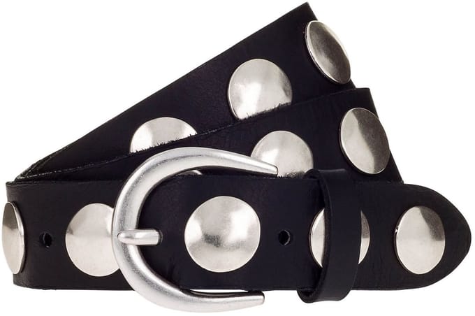 b.belt Leren riem Luna Silver Leather Belt W110 Black zwart