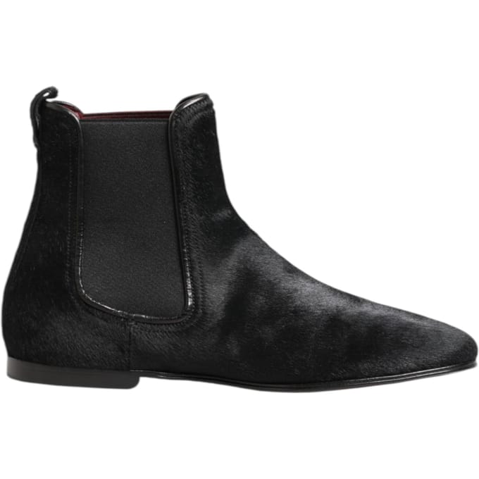 Dolce & Gabbana Zwarte Leren Bont Heren CHELSEA Boots Schoenen