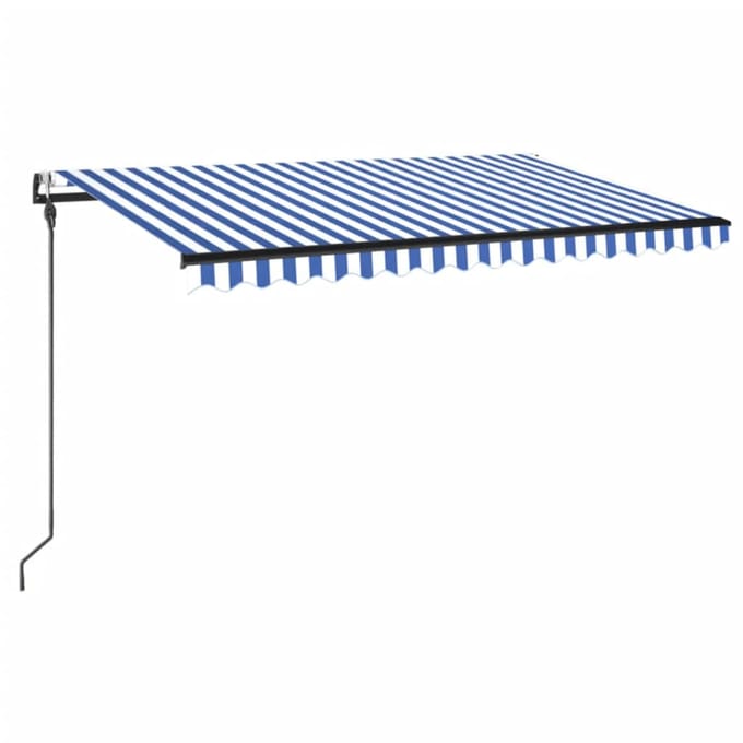 vidaXL - Uitschuifbare - luifel - Blauw - en - Wit - 400 - × - 300 - cm - Polyester