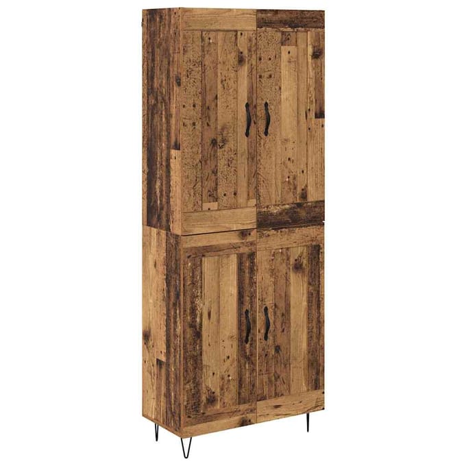 vidaXL - Highboard - Oud - Hout - 69,5 - x - 34 - x - 180 - cm - Bewerkt - hout