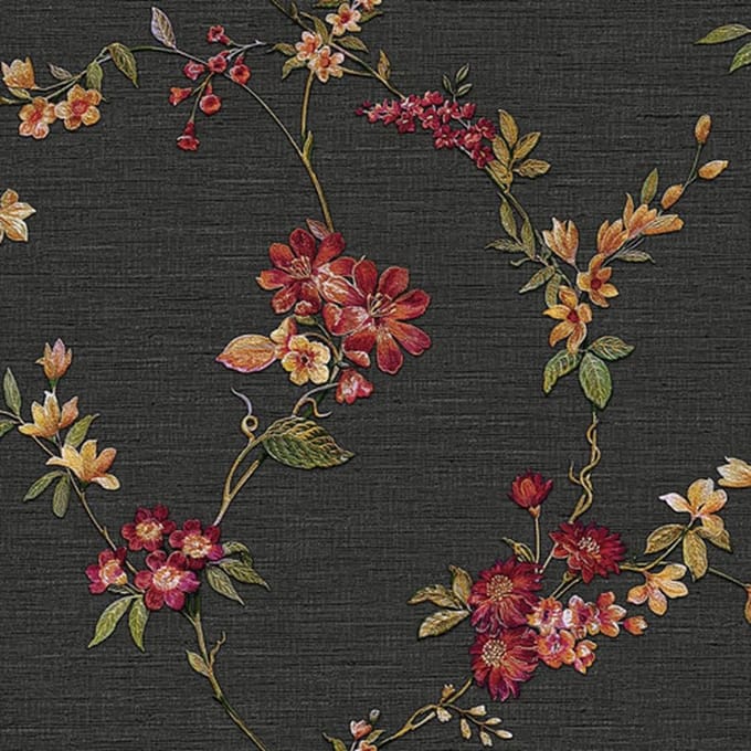 DUTCH-WALLCOVERINGS-Behang-Flower-zwart