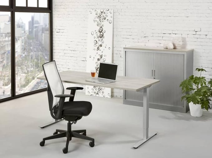 Ergonomisch design t-poot bureau Teez breed 80CM diep 60CM bladkleur Wit framekleur Wit (RAL9010)