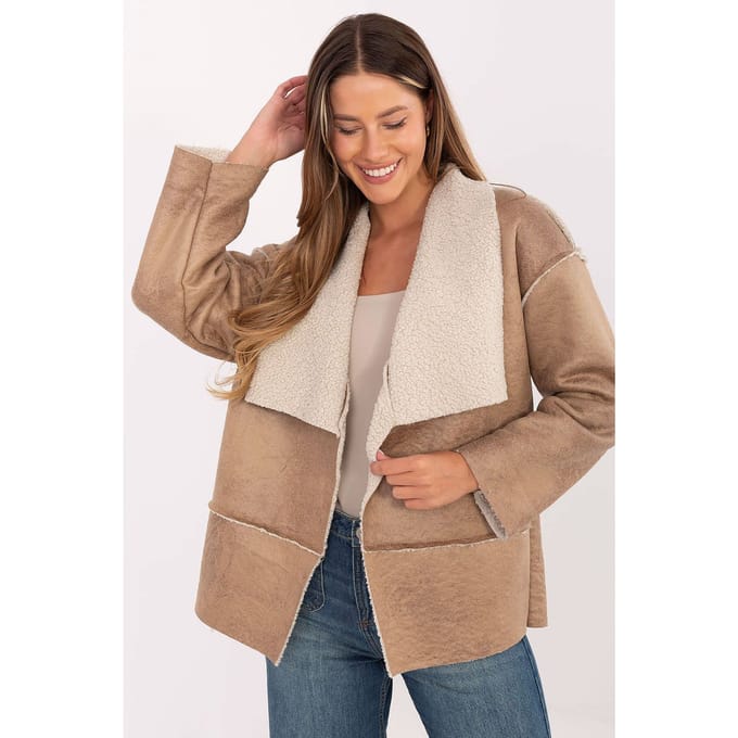 Cozy Shearling Jacket - Beige / One Size