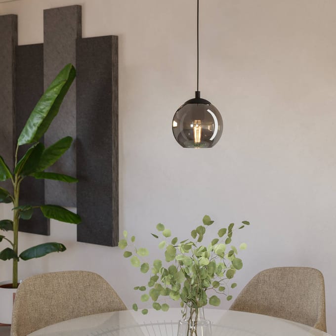 EGLO Ariscani Hanglamp - E27 - Ø 20 cm - Rookglas | Smoke glas - Zwart