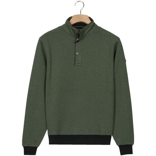 Baileys Trui Half Zip And Press Buttons Collar Jacquard Subtle Texture Sweat Dark Forest / male