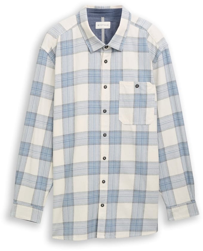 Tom Tailor - Plus Size - Overhemd met ruitjesmotief - Maat 4XL - white light blue check