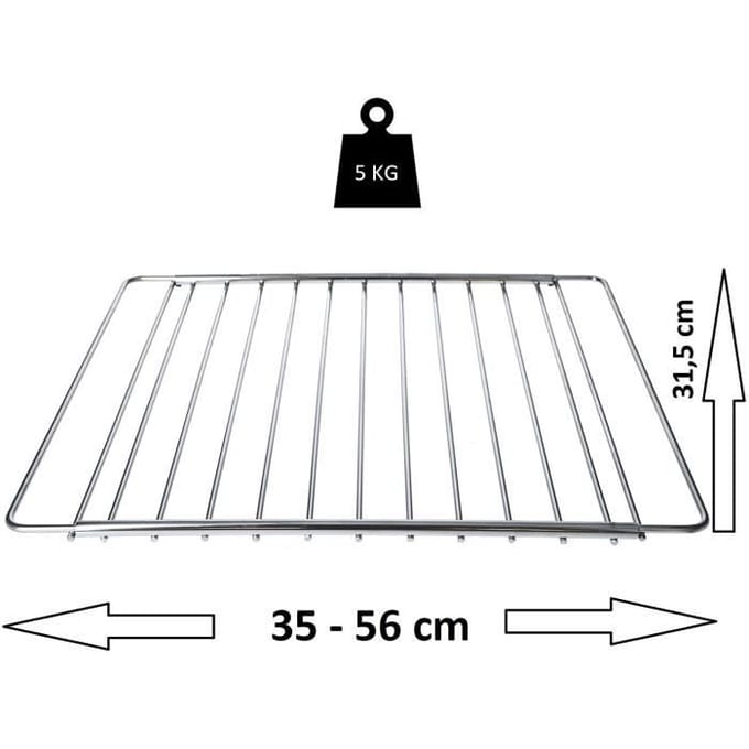 DL-pro Grille de cuisson extensible de 35 à 56 cm - Compatible avec Wpro 480181700954 - Utilisation universelle pour four,6