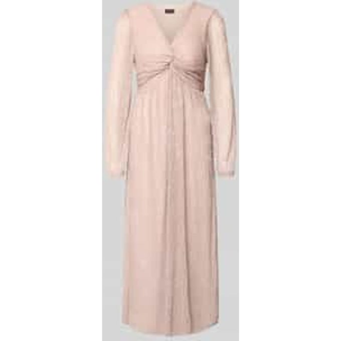 s.Oliver - female - Geplooide maxi-jurk met knoopdetail en metallic effect