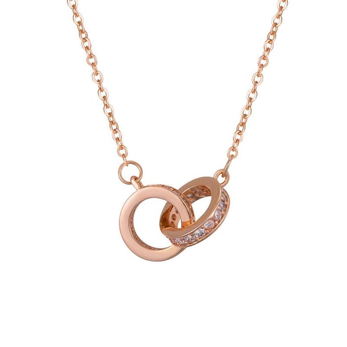 Dubbele Ring Ketting Dames Niche Design Mode Persoonlijkheid Wilde Sleutelbeenketting beige
