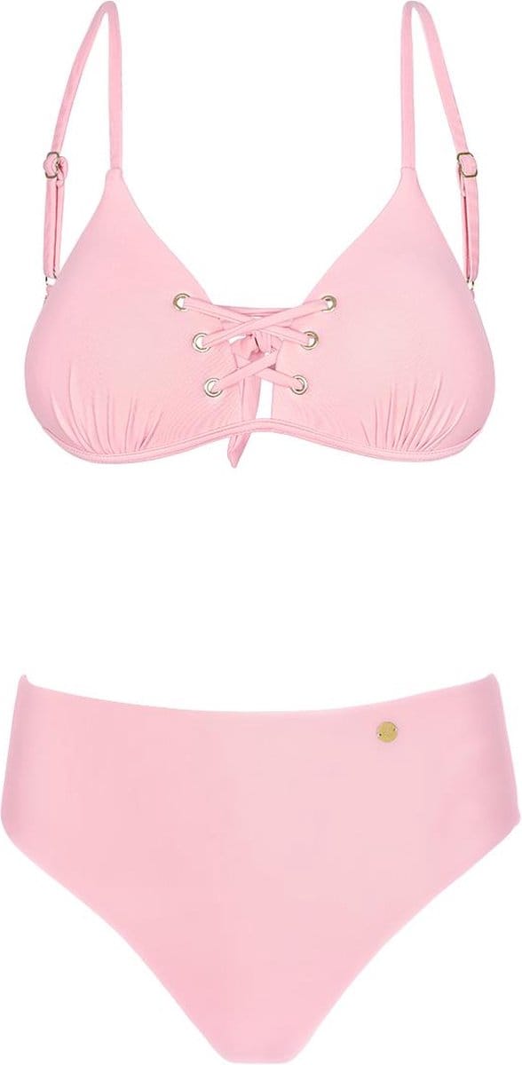 Bikini met veters detail Roze M - Trendy