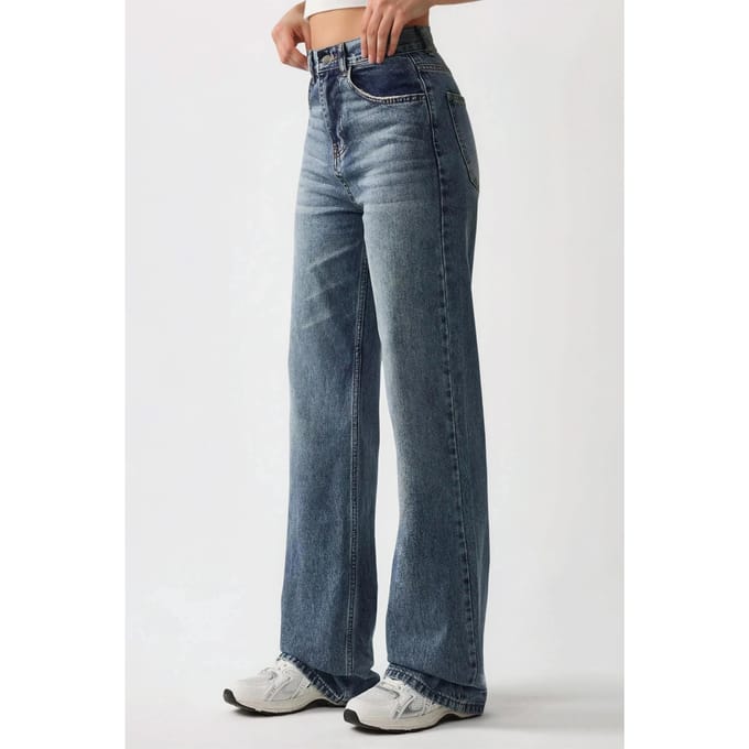 Normale Taille Rechte Pijpen Denim Jeans