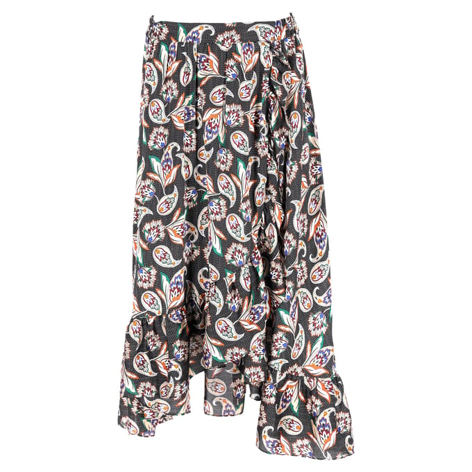 Maje midi-rok met paisleyprint en ruches in veelkleurig polyester